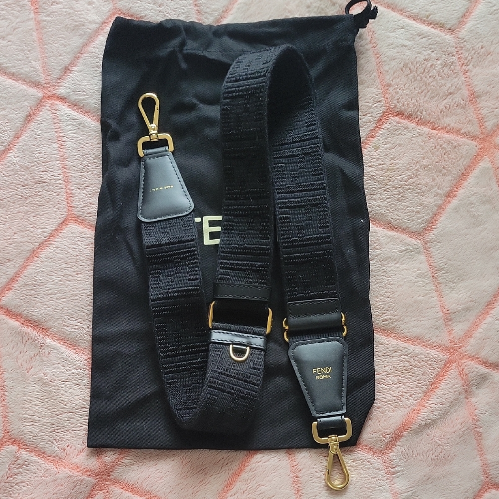 Fendi Black and Gold Men's Bag Strap